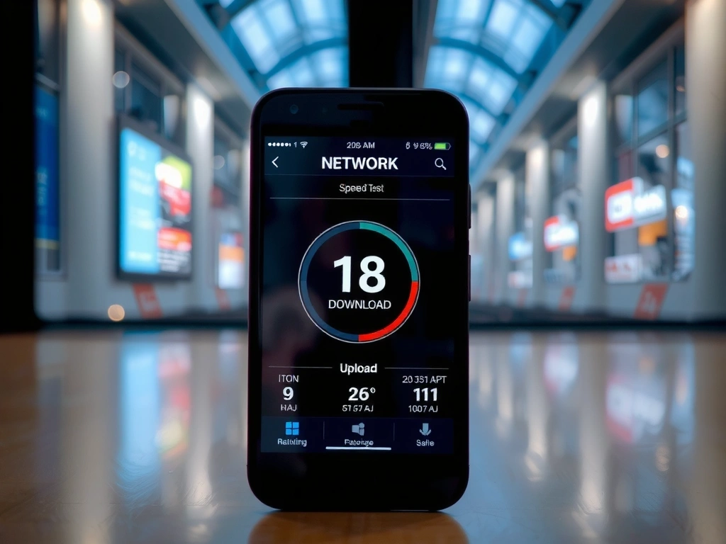 Schermata di test velocità 5G su smartphone